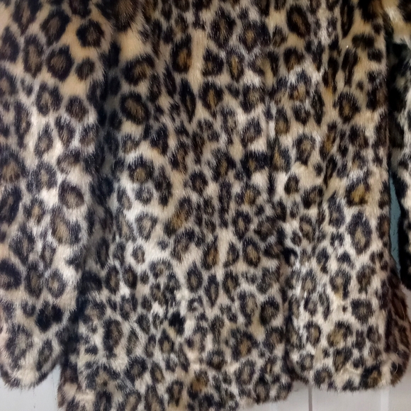 NICOLE MILLER FAUX LEOPARD PRINT LUXURIOUS FUR COAT - Picture 3 of 9
